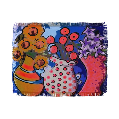 Renie Britenbucher 3 Funky Vases Throw Blanket