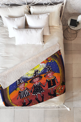 Renie Britenbucher 3 Little Witches Fleece Throw Blanket
