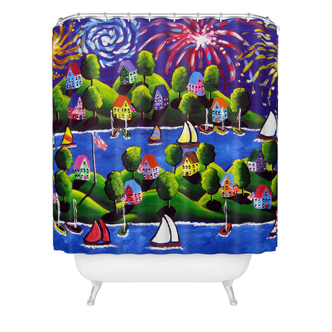 Renie Britenbucher 4th Of July Fireworks Shower Curtain