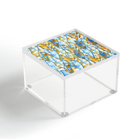 Renie Britenbucher Abstract Sailboats Blue Tan Acrylic Box