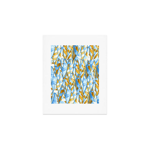 Renie Britenbucher Abstract Sailboats Blue Tan Art Print