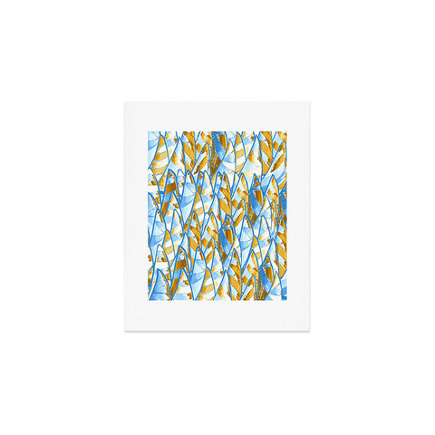 Renie Britenbucher Abstract Sailboats Blue Tan Art Print
