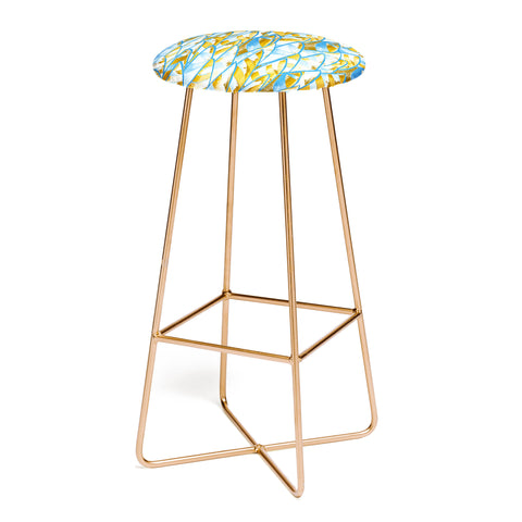Renie Britenbucher Abstract Sailboats Blue Tan Bar Stool