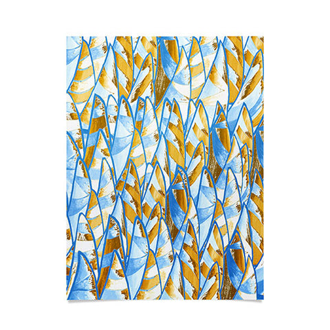 Renie Britenbucher Abstract Sailboats Blue Tan Poster