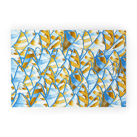 Renie Britenbucher Abstract Sailboats Blue Tan Welcome Mat