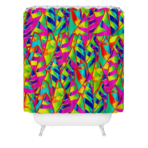 Renie Britenbucher Abstract Sailboats Neon Shower Curtain