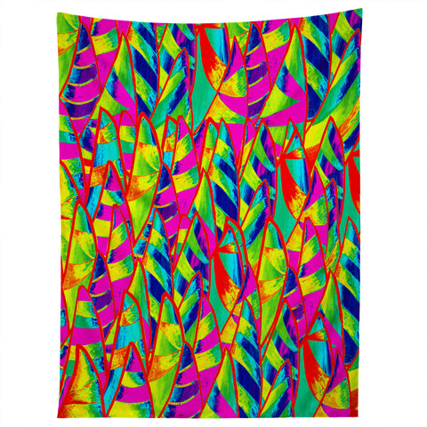 Renie Britenbucher Abstract Sailboats Neon Tapestry