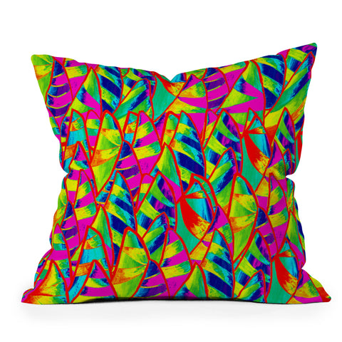 Renie Britenbucher Abstract Sailboats Neon Throw Pillow