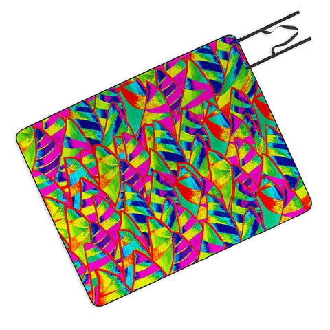 Renie Britenbucher Abstract Sailboats Neon Picnic Blanket