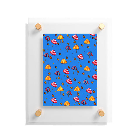 Renie Britenbucher Beach Umbrellas And Starfish Blue Floating Acrylic Print