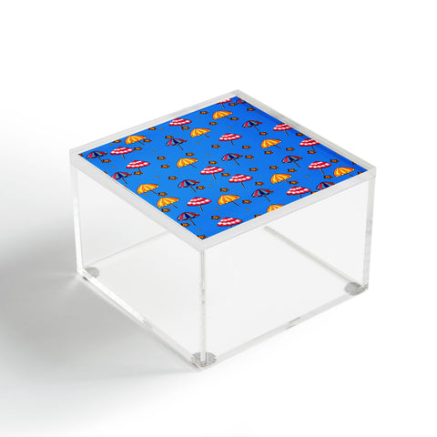 Renie Britenbucher Beach Umbrellas And Starfish Blue Acrylic Box