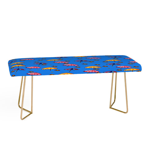 Renie Britenbucher Beach Umbrellas And Starfish Blue Bench