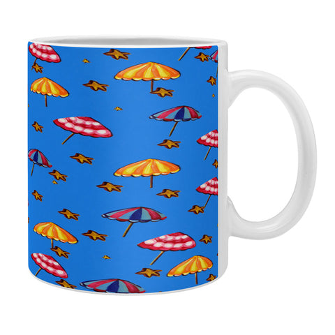 Renie Britenbucher Beach Umbrellas And Starfish Blue Coffee Mug