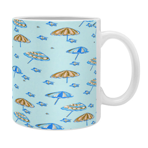 Renie Britenbucher Beach Umbrellas And Starfish Light Blue Coffee Mug