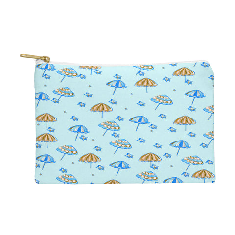 Renie Britenbucher Beach Umbrellas And Starfish Light Blue Pouch