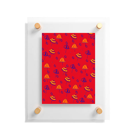 Renie Britenbucher Beach Umbrellas And Starfish Red Floating Acrylic Print
