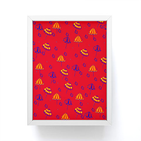 Renie Britenbucher Beach Umbrellas And Starfish Red Framed Mini Art Print
