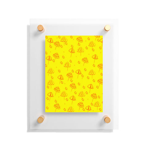 Renie Britenbucher Beach Umbrellas And Starfish Yellow Floating Acrylic Print