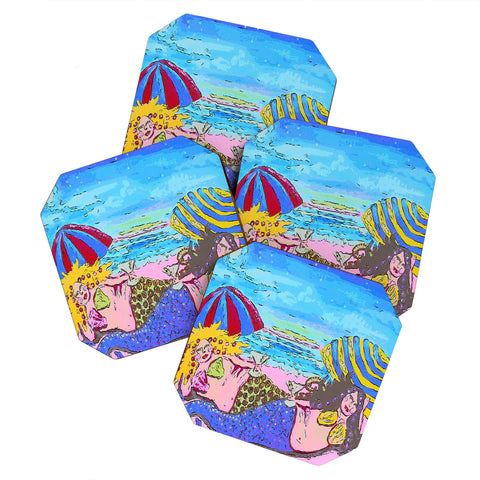 Renie Britenbucher Beached Mermaids Coaster Set