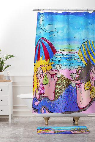 Renie Britenbucher Beached Mermaids Shower Curtain And Mat