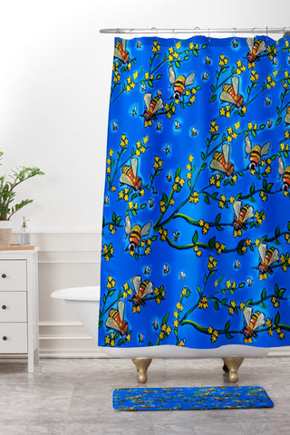 Renie Britenbucher Bees 1 Shower Curtain And Mat