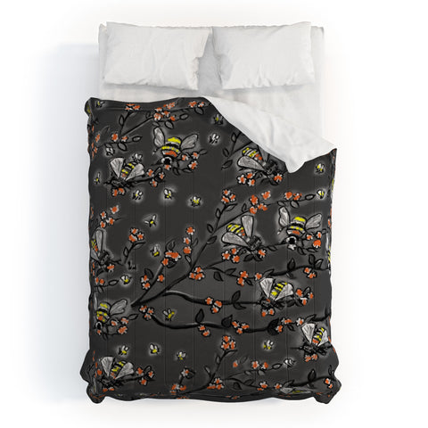 Renie Britenbucher Bees Black White Comforter