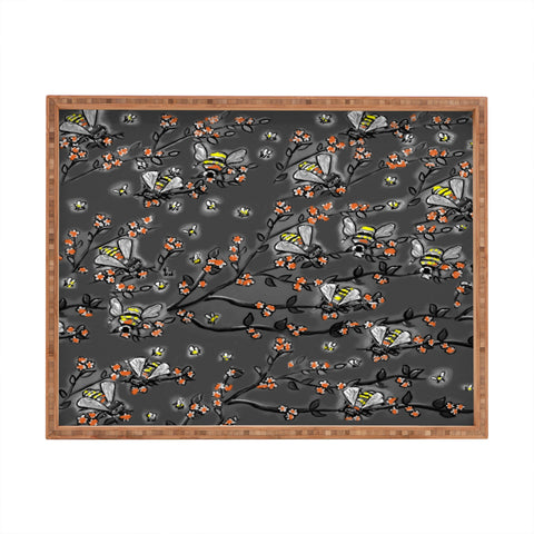Renie Britenbucher Bees Black White Rectangular Tray