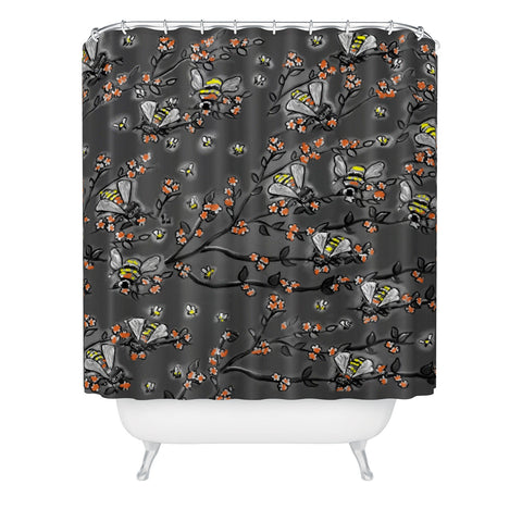 Renie Britenbucher Bees Black White Shower Curtain
