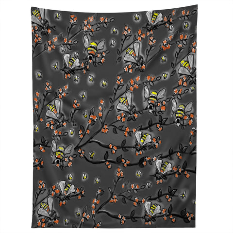 Renie Britenbucher Bees Black White Tapestry