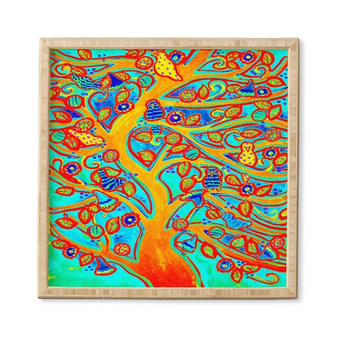 Renie Britenbucher Bird Tree Red Turquoise Framed Wall Art