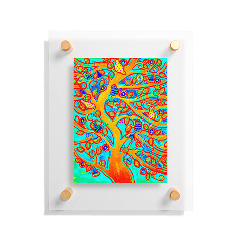 Renie Britenbucher Bird Tree Red Turquoise Floating Acrylic Print