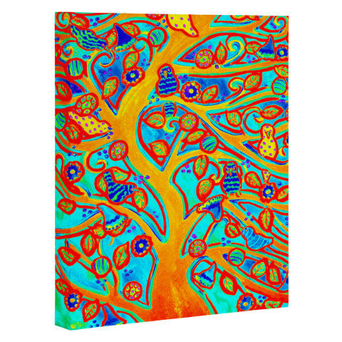 Renie Britenbucher Bird Tree Red Turquoise Art Canvas