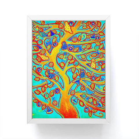 Renie Britenbucher Bird Tree Red Turquoise Framed Mini Art Print