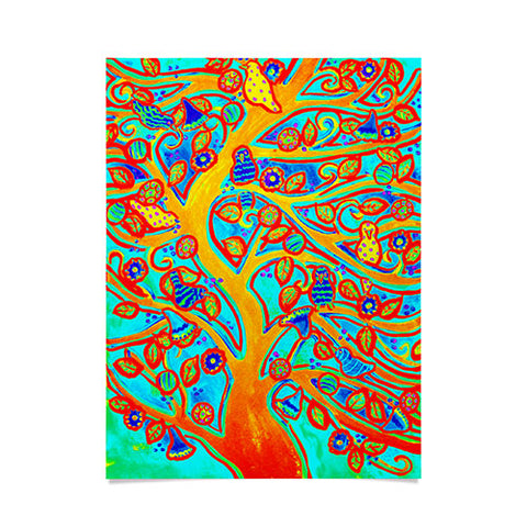 Renie Britenbucher Bird Tree Red Turquoise Poster