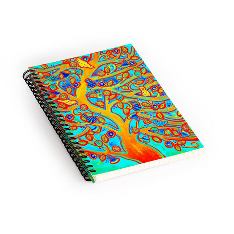 Renie Britenbucher Bird Tree Red Turquoise Spiral Notebook