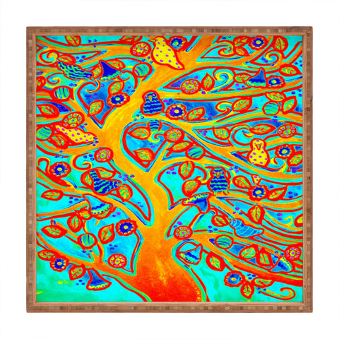 Renie Britenbucher Bird Tree Red Turquoise Square Tray