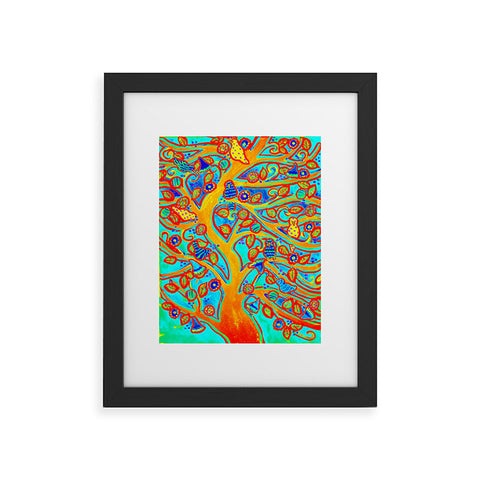 Renie Britenbucher Bird Tree Red Turquoise Framed Art Print