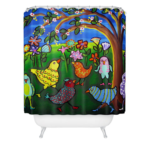 Renie Britenbucher Birdies and Blossoms Shower Curtain