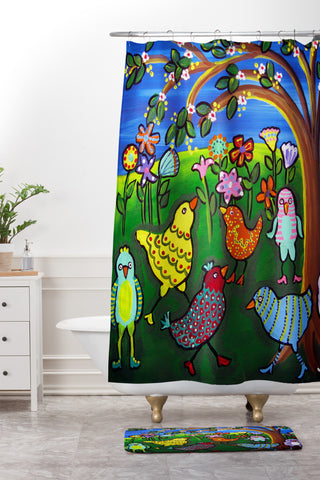 Renie Britenbucher Birdies and Blossoms Shower Curtain And Mat