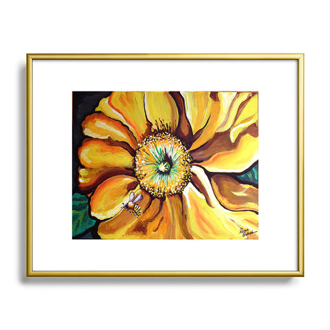 Renie Britenbucher Buzz The Yellow Flower Metal Framed Art Print