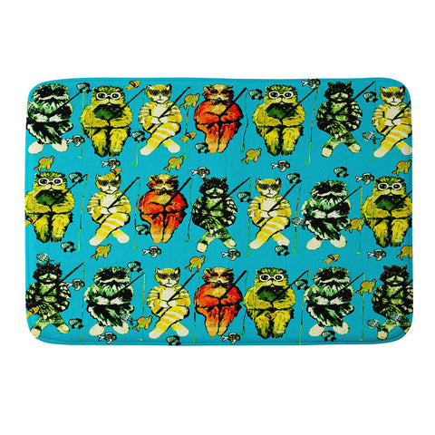 Renie Britenbucher Catfishing Turquoise Memory Foam Bath Mat