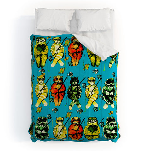 Renie Britenbucher Catfishing Turquoise Comforter