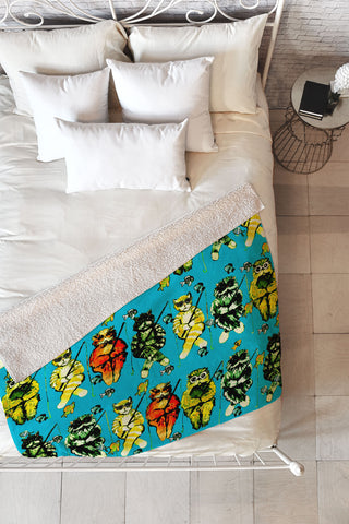 Renie Britenbucher Catfishing Turquoise Fleece Throw Blanket