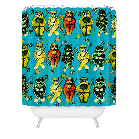 Renie Britenbucher Catfishing Turquoise Shower Curtain