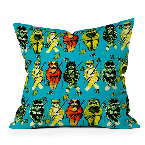 Renie Britenbucher Catfishing Turquoise Throw Pillow