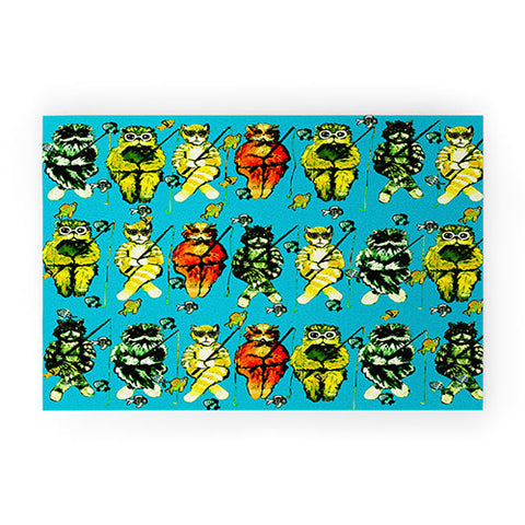 Renie Britenbucher Catfishing Turquoise Welcome Mat