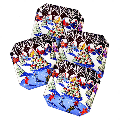 Renie Britenbucher Christmas Ice Skaters Coaster Set