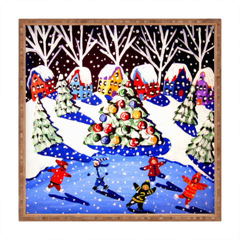 Renie Britenbucher Christmas Ice Skaters Square Tray