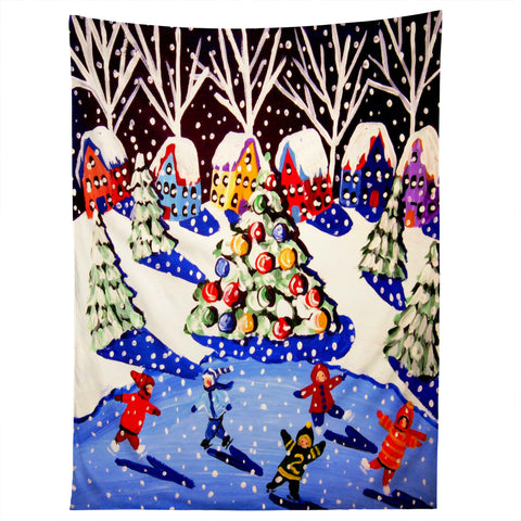 Renie Britenbucher Christmas Ice Skaters Tapestry