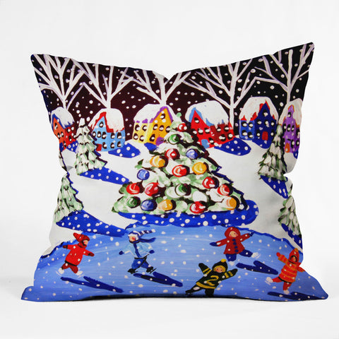 Renie Britenbucher Christmas Ice Skaters Throw Pillow